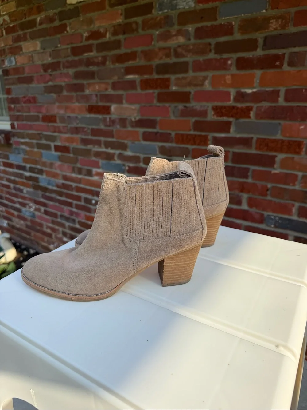 Dolce Vita Taupe Suede Ankle Booties with Block Heel